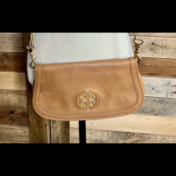 Tory Burch 2 in 1 Tan Leather Bag w Gold Accents. Cross body bag & clutch - Picture 14 of 16